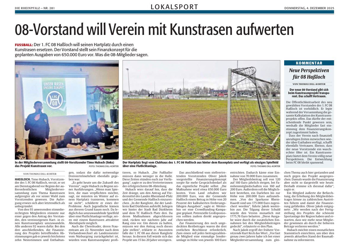 Verein entscheidet sich für das Projekt!